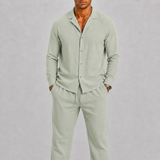 Men's Lightweight Camel Linen Spring Two Piece Set