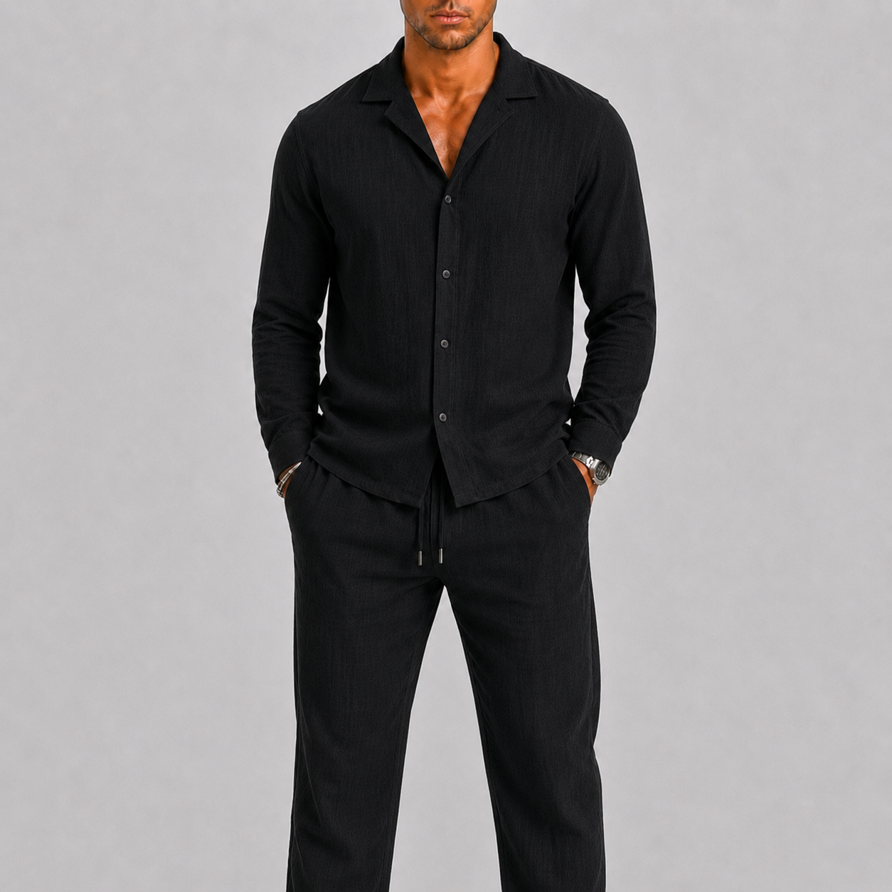 Men's Lightweight Camel Linen Spring Two Piece Set