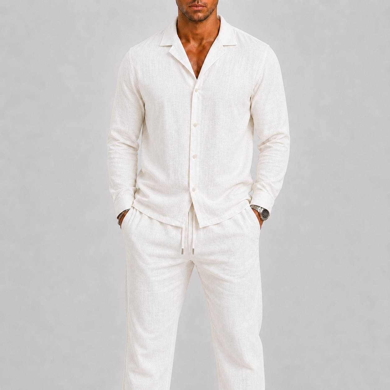 Men's Lightweight Camel Linen Spring Two Piece Set
