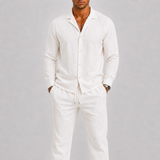 Men's Lightweight Camel Linen Spring Two Piece Set