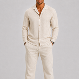 Men's Lightweight Camel Linen Spring Two Piece Set