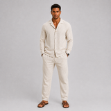Men's Lightweight Camel Linen Spring Two Piece Set