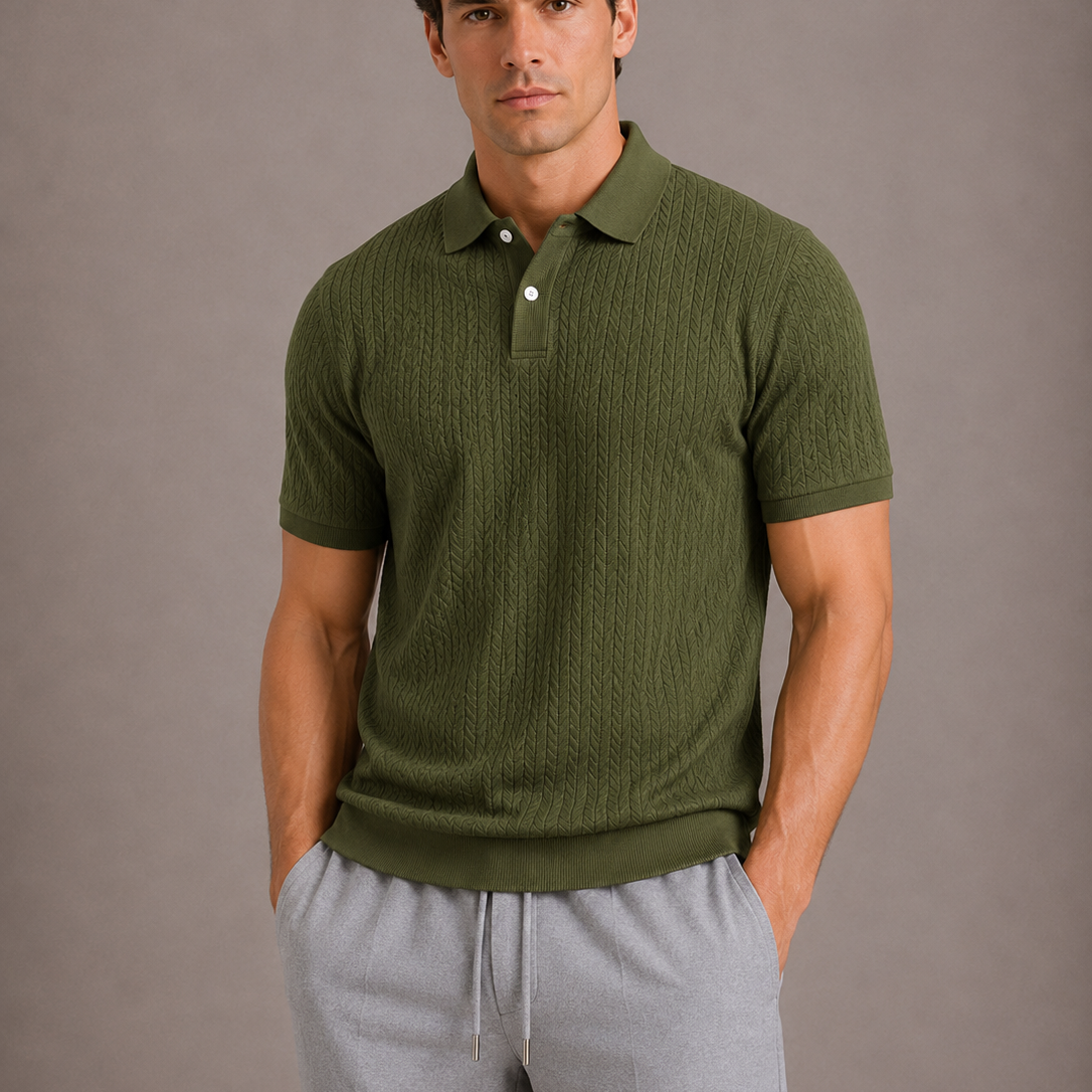 Men's Textured Knit Polo Shirt