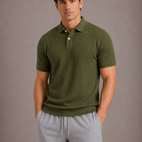 Men's Textured Knit Polo Shirt