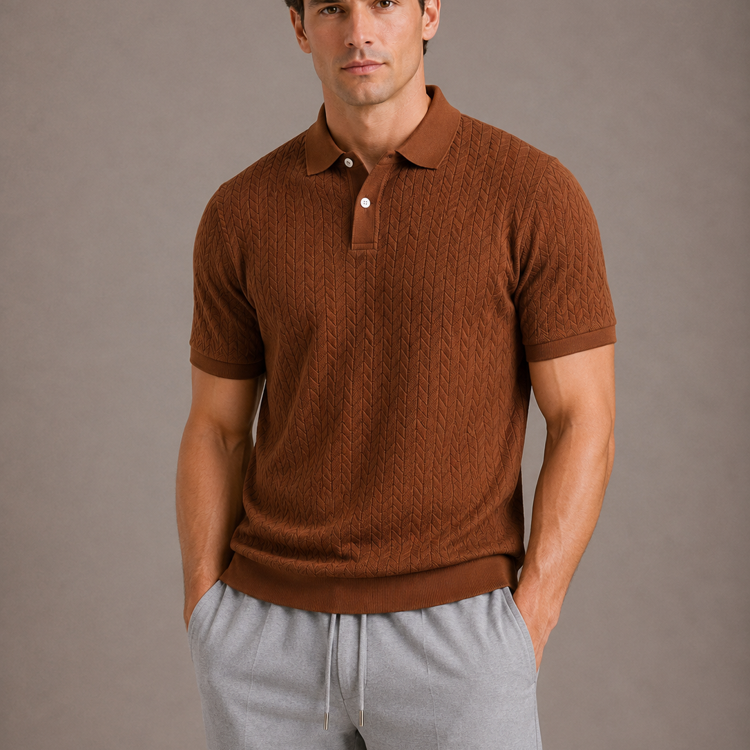 Men's Textured Knit Polo Shirt