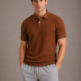 Men's Textured Knit Polo Shirt