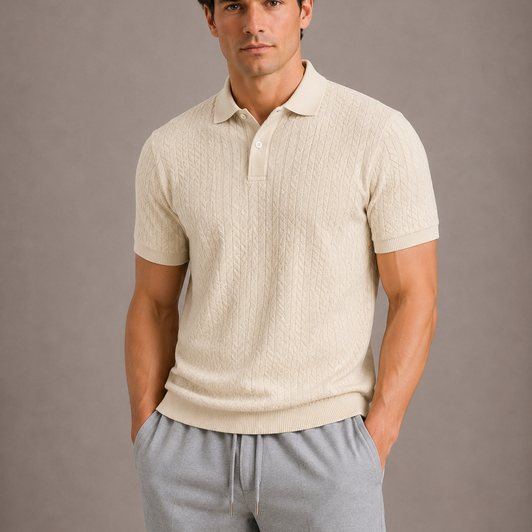Men's Textured Knit Polo Shirt