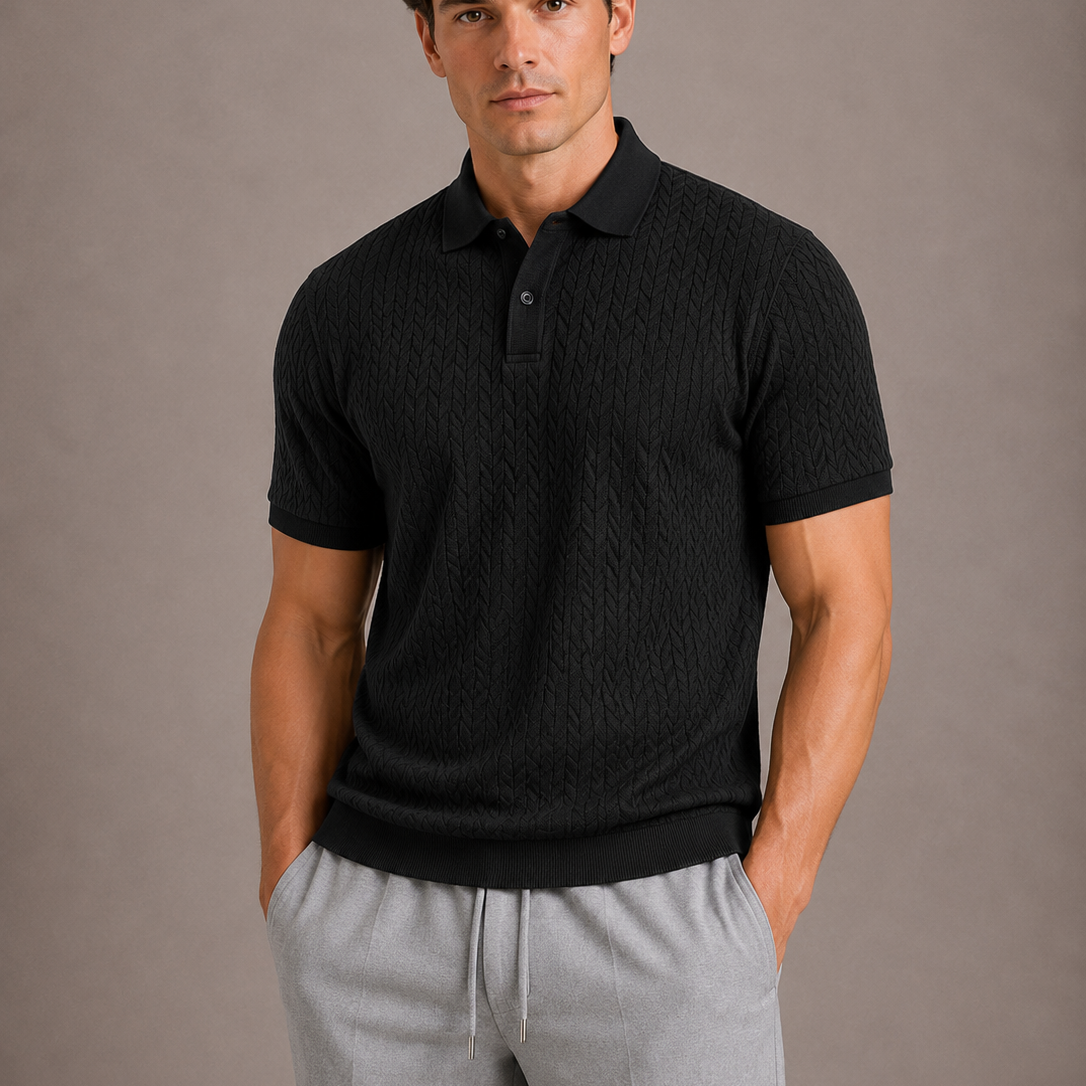 Men's Textured Knit Polo Shirt