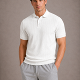Men's Textured Knit Polo Shirt