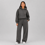 Oversized Fleece Hoodie and High-Waist Sweatpants Set