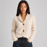 Women's Relaxed Fit Notched Lapel Knit Cardigan