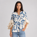 Women's Floral Ruffle Sleeve Loose Blouse