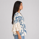 Women's Floral Ruffle Sleeve Loose Blouse