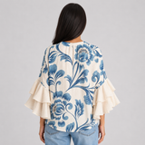 Women's Floral Ruffle Sleeve Loose Blouse
