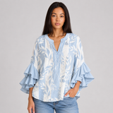 Women's Floral Ruffle Sleeve Loose Blouse