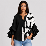 Women's Floral Ruffle Sleeve Loose Blouse