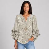 Women's Floral Ruffle Sleeve Loose Blouse