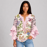 Women's Floral Ruffle Sleeve Loose Blouse