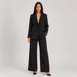 Oversized Notched-Lapel Blazer and Wide-Leg Trouser Set