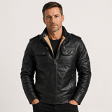Men's Faux Leather Sherpa Lined Jacket