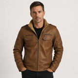 Men's Faux Leather Sherpa Lined Jacket