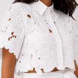 Women's Floral Lace Two-Piece Wide-Leg Pants Set