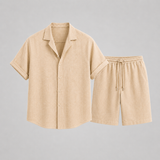 Men's Camel Linen Summer Tailored Camp Collar Shirt