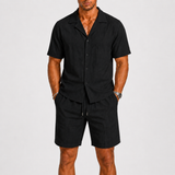 Men's Camel Linen Summer Tailored Camp Collar Shirt