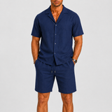 Men's Camel Linen Summer Tailored Camp Collar Shirt
