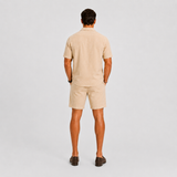 Men's Camel Linen Summer Tailored Camp Collar Shirt
