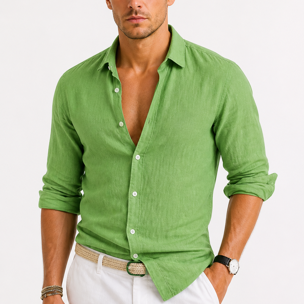 Men's Linen Button-Up Shirt