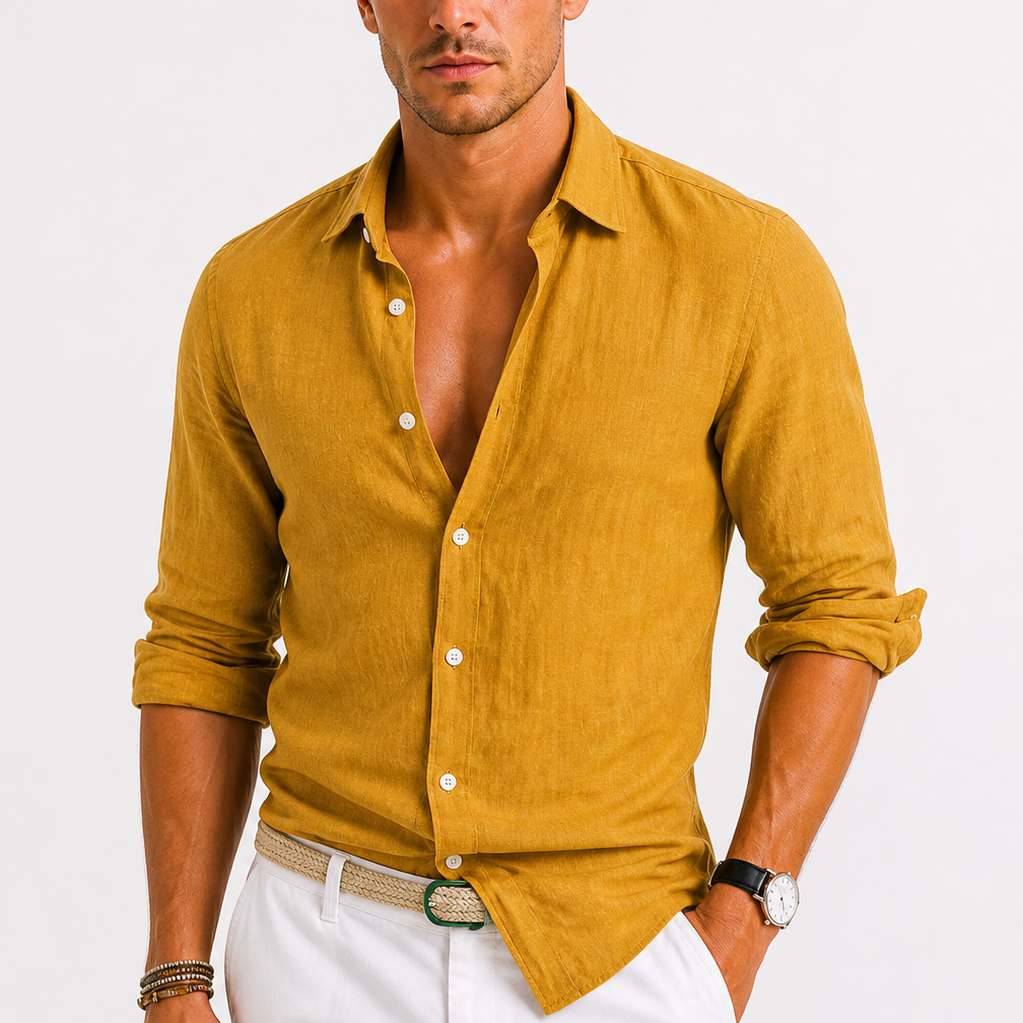 Men's Linen Button-Up Shirt
