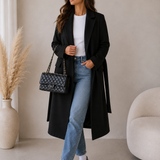 Women's Belted Double-Breasted Notched Lapel Coat