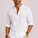 Men's Grandad Collar Linen Shirt