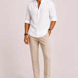 Men's Grandad Collar Linen Shirt