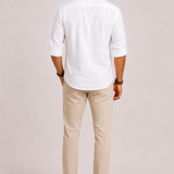Men's Grandad Collar Linen Shirt