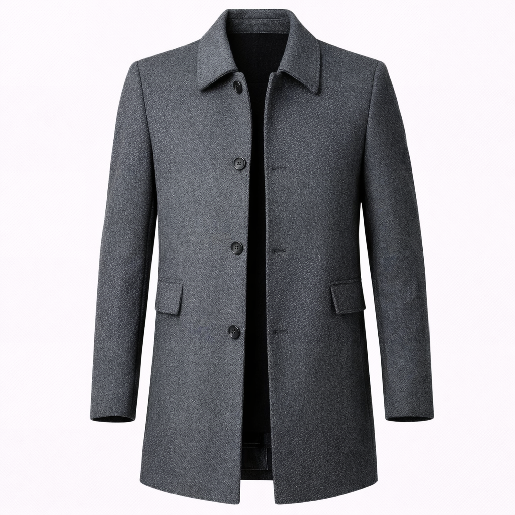 Men's Stand Collar Wool Blend Coat