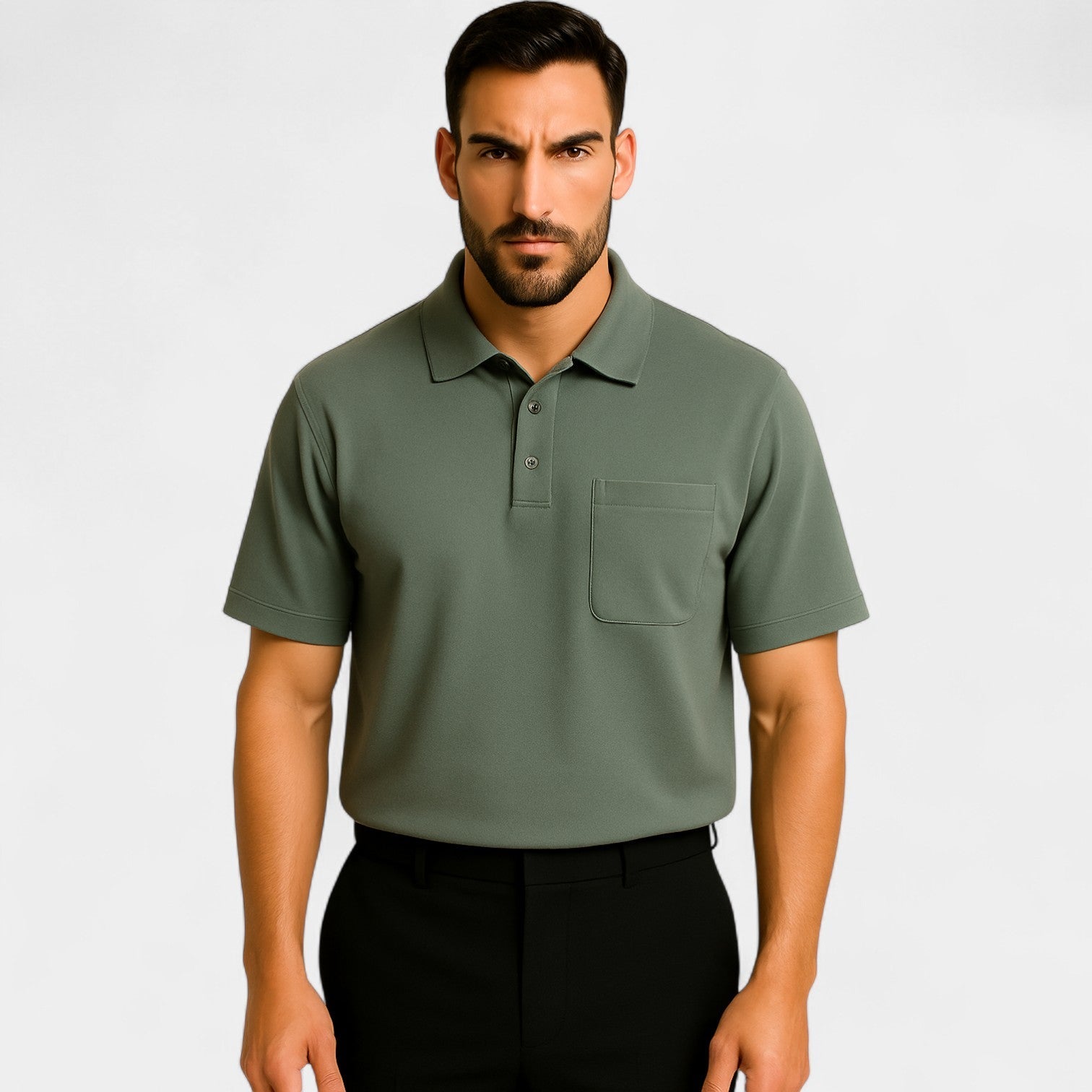 Men's Minimalist Cotton Polo Shirt with Pocket