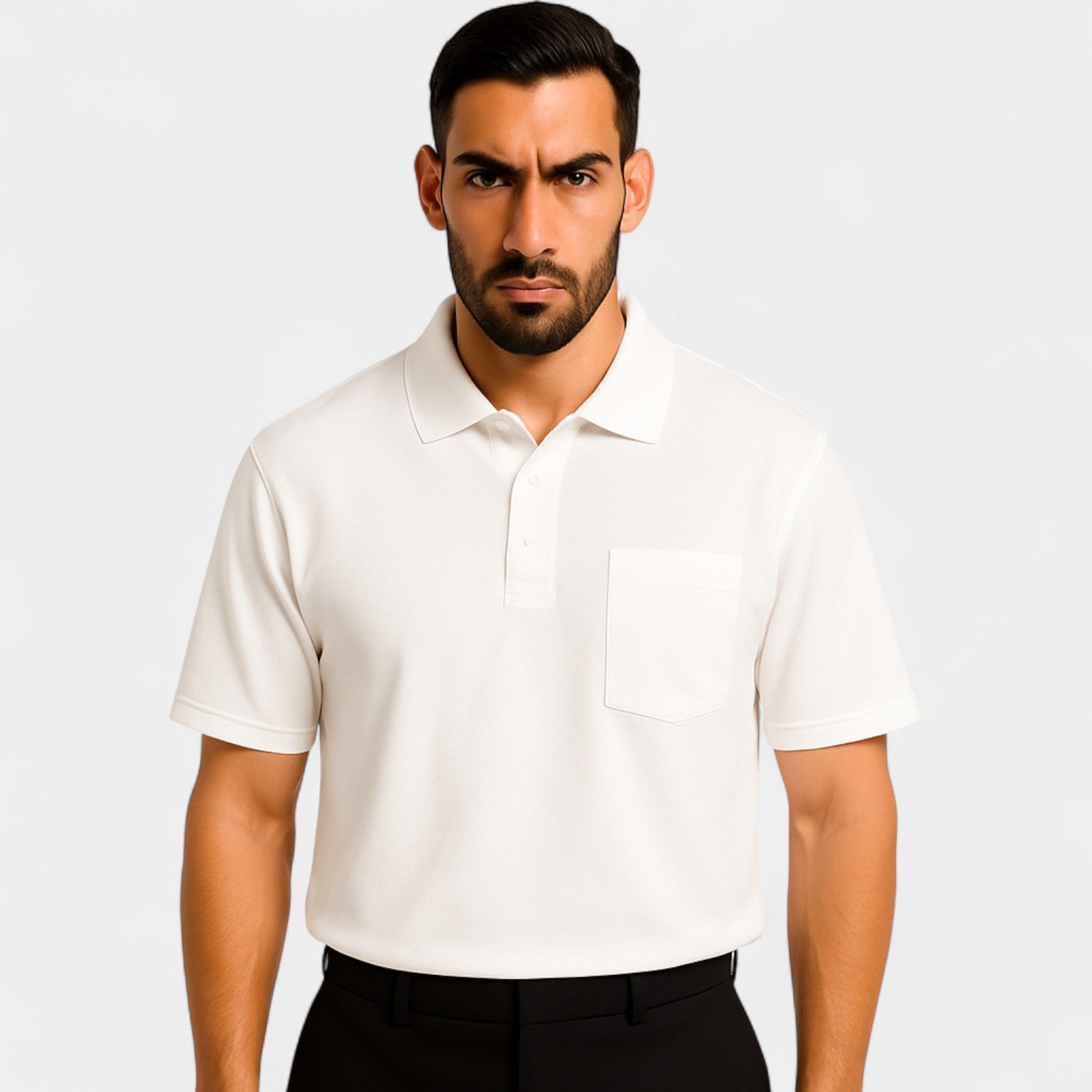 Men's Minimalist Cotton Polo Shirt with Pocket