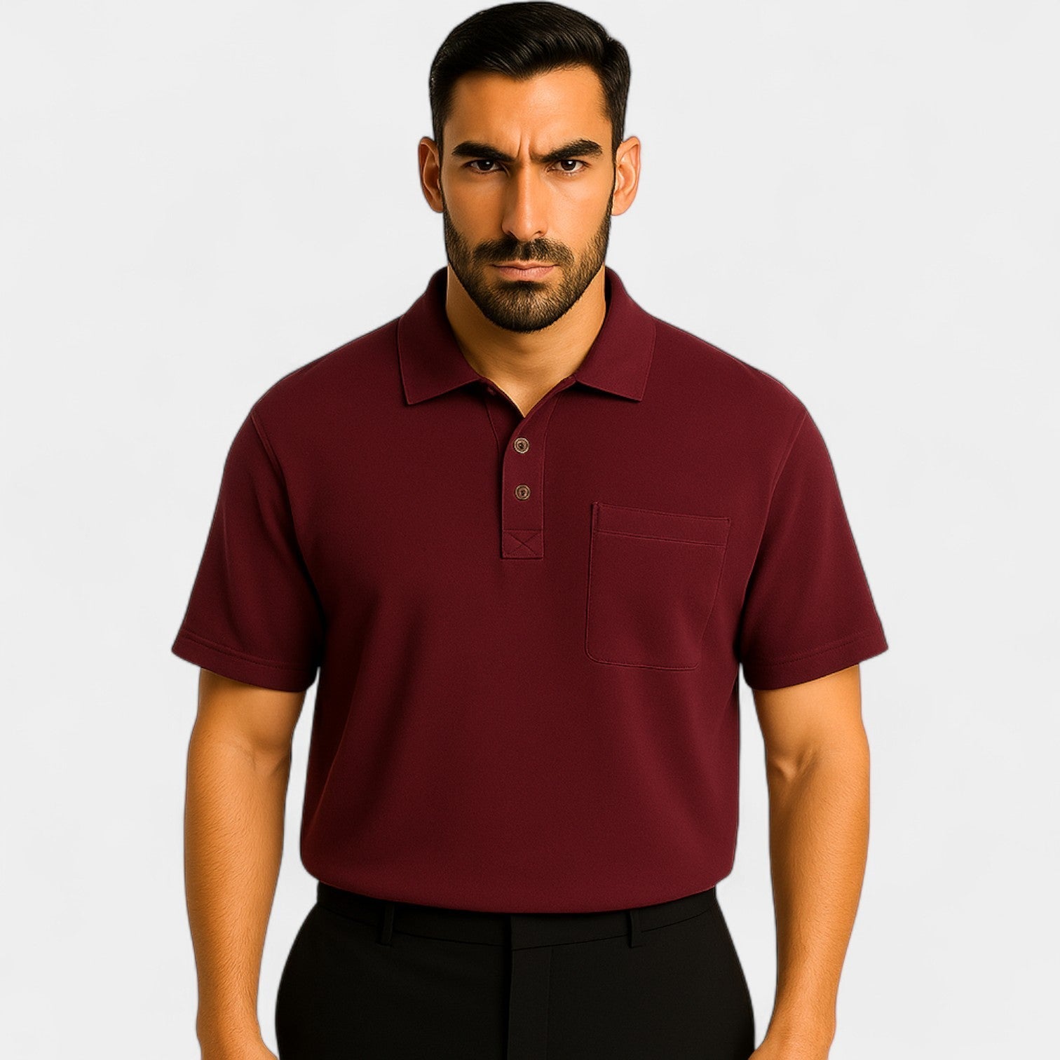 Men's Minimalist Cotton Polo Shirt with Pocket