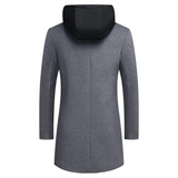 Men's Hooded Long Button Coat