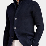 Men's Ribbed Stand Collar Cardigan