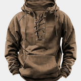 Men's Lace-Up Hooded Pullover Hoodie