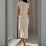 Women's Button-Detail Tailored Midi Dress