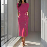 Women's Button-Detail Tailored Midi Dress