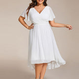 Women's Pleated Wrap Midi Dress, Flutter Sleeves