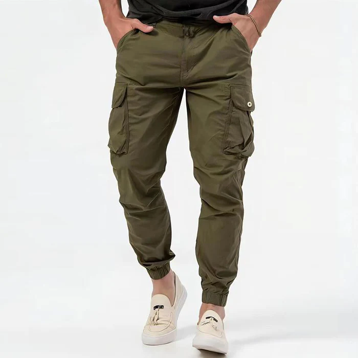 Men's Tactical Cargo Joggers with Elastic Waistband