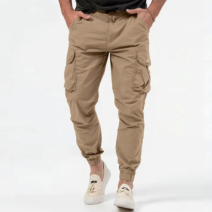 Men's Tactical Cargo Joggers with Elastic Waistband