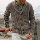 Men's Cable Knit Shawl Collar Cardigan