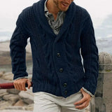 Men's Cable Knit Shawl Collar Cardigan